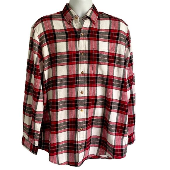 Tackle & Tides Red Black Plaid Cotton Button Down Flannel Shirt Men's Large NEW - Picture 2 of 10